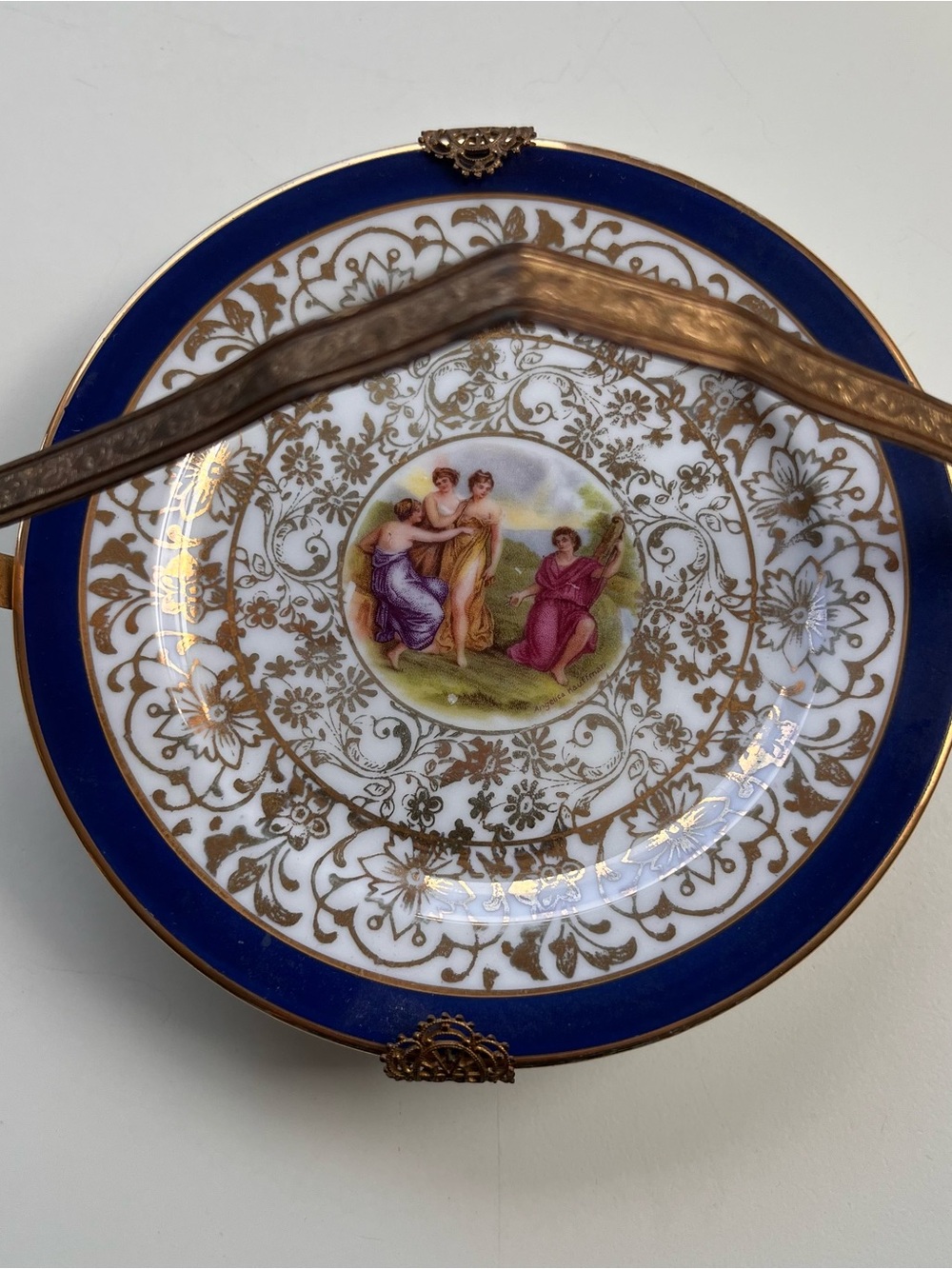 Vintage O.P. Co. Syracuse China 22K Gold and Colbalt  Blue